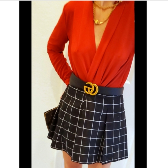 HIGH WAIST, PLEATED MINI SKATER SKIRT - Picture 3 of 11